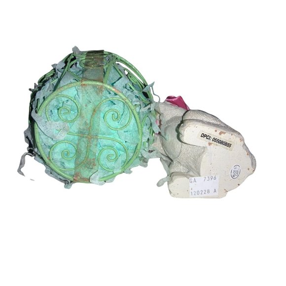 Easter Rabbit with Wire Basket  Tabletop Decor Centerpiece - Picture 7 of 10